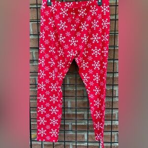 Red Snowflake Leggings